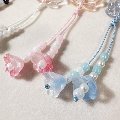 Cute Flower Phone Charm Lotus Flowers Pearl Beaded Camera Phone Strap | Bag Charms Y2K Accessories thumbnail 4