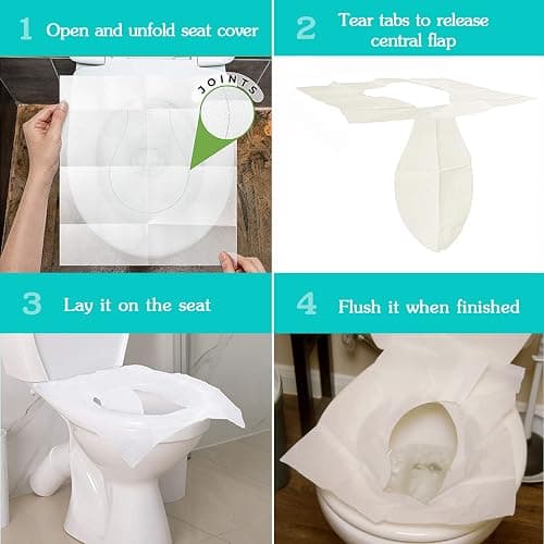 MAIYADUO 60PCS Disposable Toilet Seat Covers, Flushable Toilet Seat Covers for Kids Adults Pregnant Women, Disposable Toilet Seat Cover for Travel, Use in Public Toilets thumbnail 4