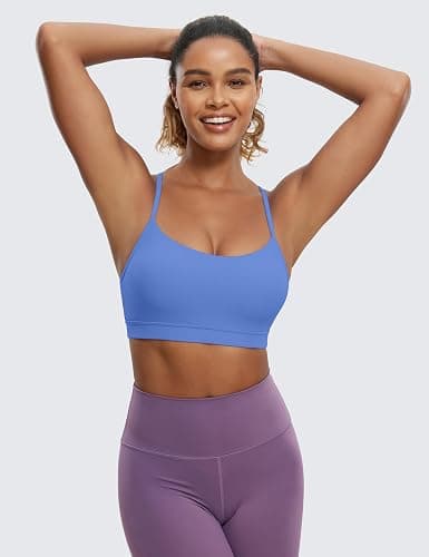 CRZ YOGA Womens Butterluxe Y Back Sports Bra - Padded Racerback Low Impact Spaghetti Thin Strap Workout Yoga Top thumbnail 2
