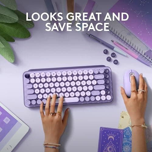 Logitech POP Keys Mechanical Wireless Keyboard - Cosmos | Customizable emoji keys, durable compact design, USB connectivity, multi-device, multi-OS compatible thumbnail 7