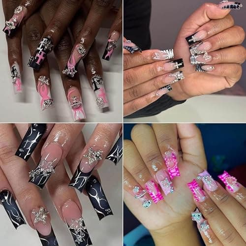 rythsans y2k 56pcs nail charms, silver thumbnail 3