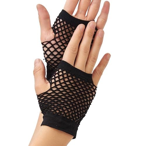 OTPEH Short Fishnet Gloves Fingerless For Women Fish Net Mesh Emo Goth 80s Scene Accessories thumbnail 2