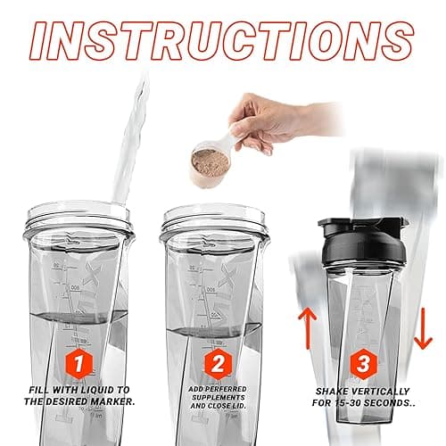 HELIMIX 2.0 Vortex Blender Shaker Bottle Holds upto 28oz | No Blending Ball or Whisk | USA Made | Portable Pre Workout Whey Protein Drink Shaker Cup | Mixes Cocktails Smoothies Shakes | Top Rack Safe thumbnail 4