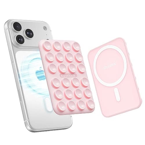 Klearlook Magnetic Suction Phone Mount for MagSafe Case, Silicone Sticky Phone Grip Holder for iPhone 16/15/14/13/12 Series, Removable Hands-Free Video/Selfie, Women Girl Teen Gift, Light Pink - Image 1