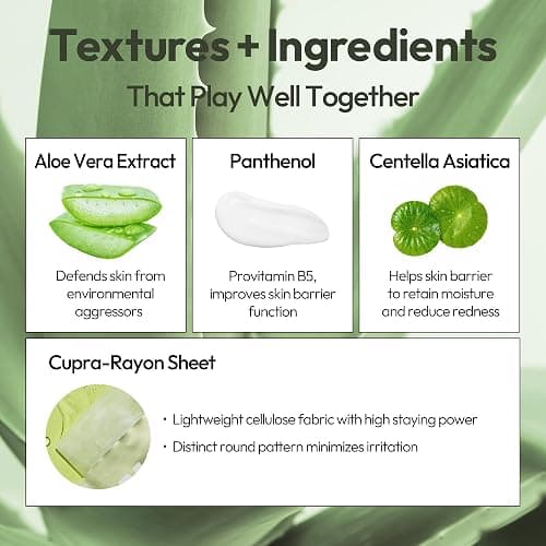 LAPCOS Aloe Sheet Mask, Daily Face Mask with Cucumber and Aloe Gel to Calm and Moisturize Skin, Korean Beauty Favorite, 5-Pack thumbnail 3