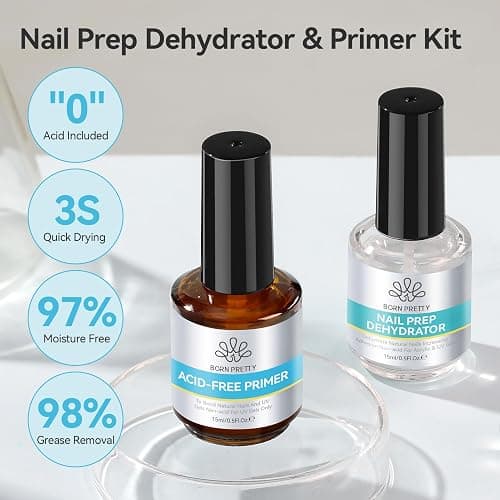 BORN PRETTY 15ml Nail Prep Dehydrate & Bond Nail-Primer Set,Natural Acid-Free Formula for Acrylic & Gel Polish,Superior Adhesion with Fast-Dry Gift Box Professional Salons Set thumbnail 7