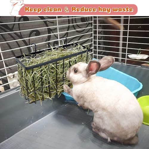 2PCS Rabbit Hay Feeder,Bunny Hay Feeder Rack with Metal Frame for Guinea Pig Chinchilla,Large Heavy-Duty Hay Holder Feeders for Rabbits Guinea Pigs, Small Animal Cage Accessories thumbnail 6