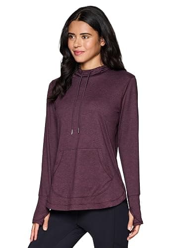RBX Active Women's Fashion Yoga Long Sleeve Soft Lightweight Hoodie Pullover Top - Large - Plum Heather thumbnail 3