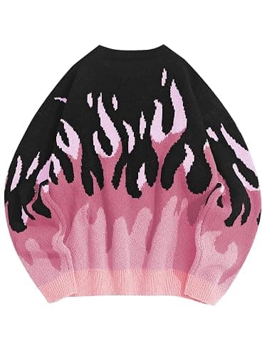 ZAFUL Men's Oversized Sweater Y2K Aesthetic Flame Graphic Crewneck Knit Pullover Unisex Casual Sweaters thumbnail 5