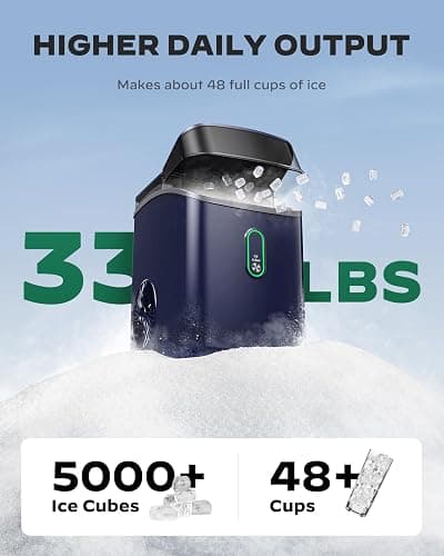 Silonn Nugget Ice Maker Countertop, Pebble Ice Maker with Crushed Ice, One-Click Operation Ice Machine with Self-Cleaning, 33lbs/24H for Home, Kitchen, Office, Blue thumbnail 2