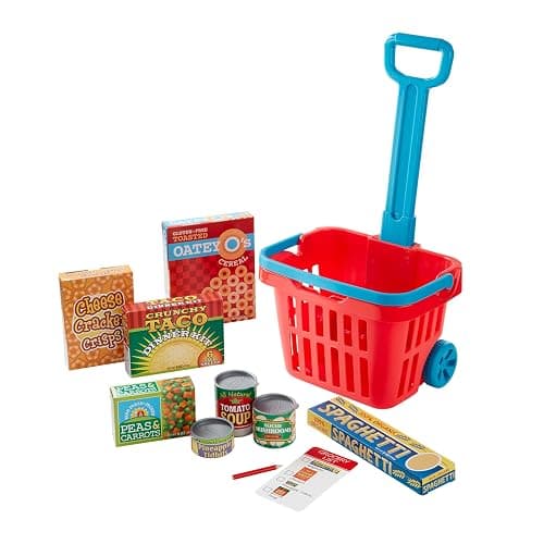 Melissa & Doug Fill and Roll Grocery Basket Play Set With Play Food Boxes and Cans (11 pcs) thumbnail 3