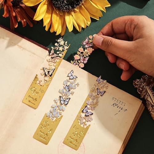 4pcs Metal Bookmarks, Butterfly Flower Theme Pretty Book Marks for Reading Women, Cute Book Markers for Writers, Kids, Teens, Men Readers, Reading Accessories Gifts for Book Lovers thumbnail 6