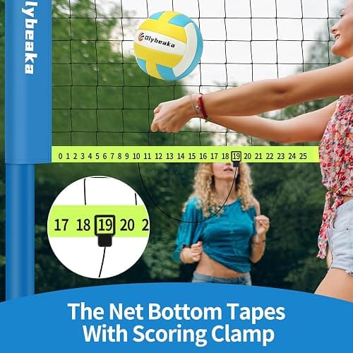 Portable Outdoor Volleyball Net Set for Backyard Beach with Adjustable Poles, Durable 20ft/32ft Net, Soft PU Volleyball & Pump, Carry Bag - Easy Set Up & Durable - 20ft - Blue + Blue thumbnail 5