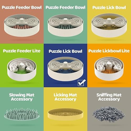 Puzzle Feeder Slow Feeder Dog Bowl with Lick Mat and Puzzle Inserts - Non-Slip Base, Adjustable Speed Design, Dishwasher Safe for Large Dogs,Blue thumbnail 7