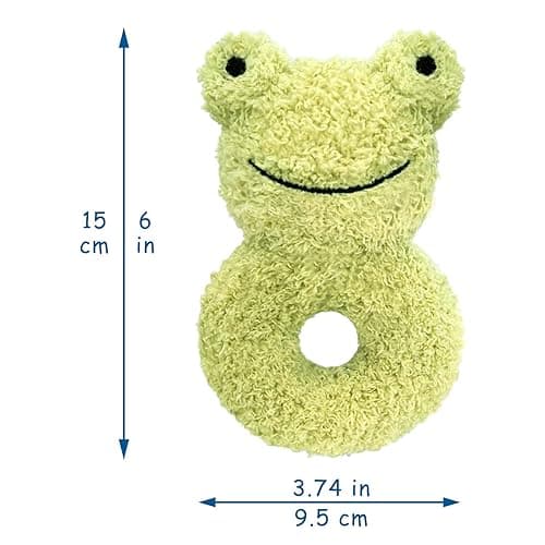 Doindute Baby Frog Soft Rattle Toy, Plush Frog Infant Shaker Rattle Easy-Grasp Stuffed Animal Toy, Gifts for Newborns Babies Toddlers Boys Girls, Green, 6 Inches thumbnail 4