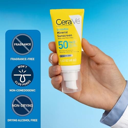 CeraVe Invisible Mineral Sunscreen SPF 50, Face Sunscreen for Sensitive Skin With Zinc Oxide & Titanium Dioxide, Vitamin E + Niacinamide + Ceramides, Oil Free, Travel Size 1.62 oz thumbnail 4