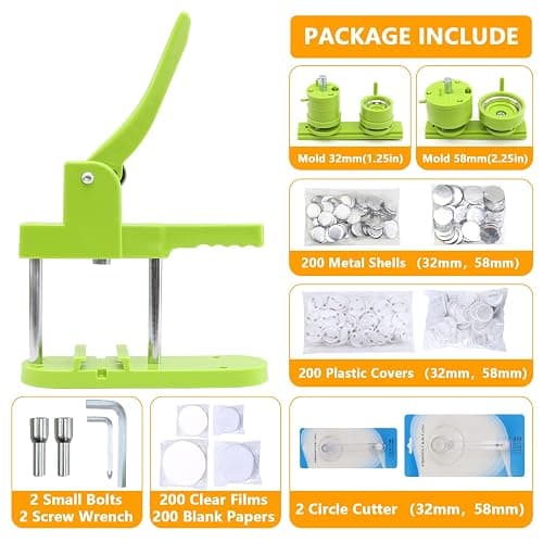 MK.Bear Button Maker Machine - Multiple Sizes 1.25in+2.25in, Kit for DIY Gifts, Button Press Machine with Free 200PCS 32-58mm Supplies & 2 Circle Cutter thumbnail 4