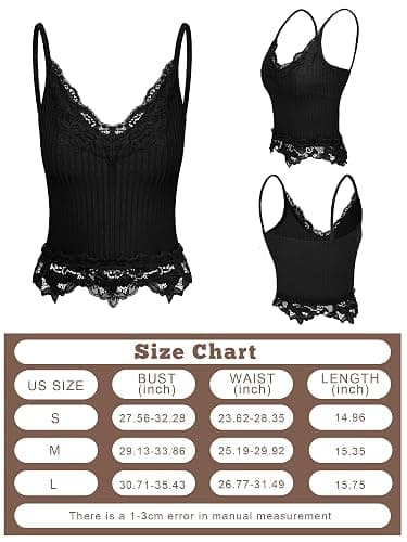 Bencailor 3 Pcs Women's Lace Tank Tops Y2k Camisole Lace Patchwork Crop Tops Grunge Style Ribbed Knitted Clothing thumbnail 5