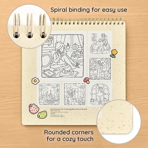 Girl Moments Vol. 2 - Coloring Book (Spiral Bound) & Sticker Set for Adults & Teens thumbnail 3