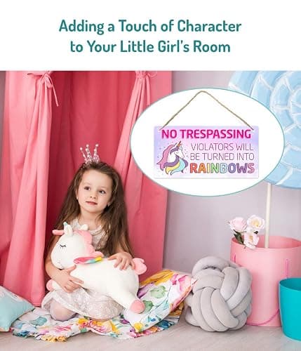 Unicorn Decor for Girls Room, Decorations For Bedroom, 12″x6″ PVC Plastic Decoration Hanging Sign, High Precision Printing, Water Proof thumbnail 5