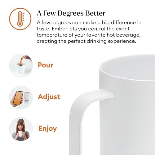 Ember Temperature Control Smart Mug 2, 14 Oz, App-Controlled Heated Coffee Mug with 80 Min Battery Life and Improved Design, White thumbnail 6