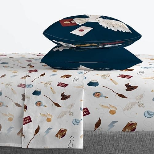 Jay Franco Kids Sheet Set with Fitted, Flat Sheets & Pillow Cover - Ultra-Soft Bedding with Pillowcase for Room Decor, Multi - Harry Potter, 4 Piece Full thumbnail 6