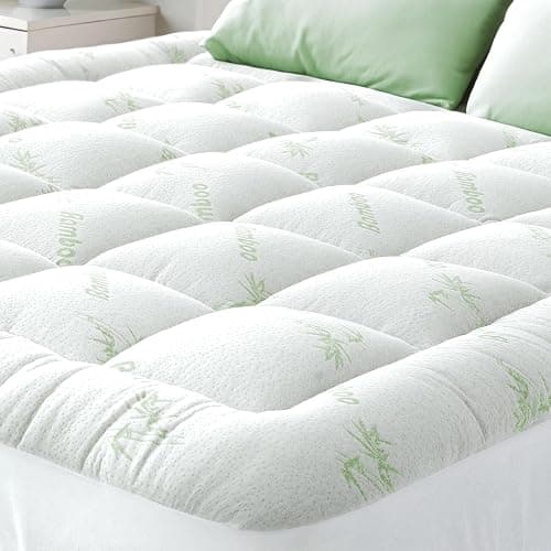 Ultra Soft Twin XL Size Mattress Topper - Viscose Made from Bamboo Pillow Top Mattress Pad for Back Pain Relief - Naturally Cooling for Hot Sleepers, Green - Image 1