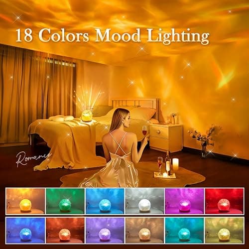 One Fire Ocean Projector for Bedroom,18-Color LED Mood Lighting,Girls Gifts | 3-in-1 Sunset Ocean Northern Lights Projector – Remote, 6 Brightness, 1-Hr Timer, Calming Decor for Bedroom Bathroom Dorm thumbnail 3