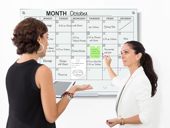 Magnetic Glass Whiteboard Monthly Planner 34”x46” Dry Erase Wall Calendar Large Glass Whiteboard Calendar for Home & Office thumbnail 6