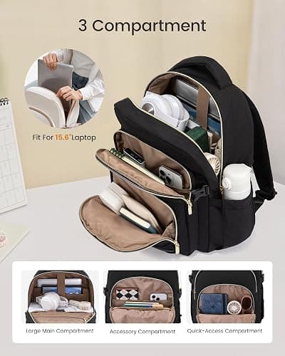 LOVEVOOK Laptop Backpack for Women, 15.6-Inch Work Backpack, Back to School Bookbag for College Student Teen Girls, Casual Personal Item Travel Bag Business Computer Daypack for Teacher Nurse, Gift thumbnail 2