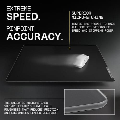 Wallhack 4.0 Glass Gaming MousePad - Professional Esport Mouse Mat with Specialty Surface for Top Speed and Control, Large Tempered Glasspad with Full Silicone Base - (SkyPAD Black,XL 16.92" x 19.29") thumbnail 3