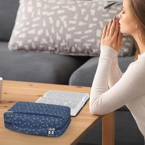 Bible Cover Case for Women, Quilted Bible Cover Bag with Handle for Girls, Bible Carrying Case Study Supplies Accessories for Women thumbnail 2