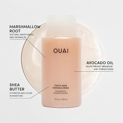 OUAI Thick Hair Bundle - Almond & Olive Oil & Keratin Conditioner, Shampoo & Treatment Masque - Paraben, Phthalate & Sulfate-Free Care (Conditioner & Shampoo 10 Oz each, 8 Fl Oz Masque) thumbnail 2
