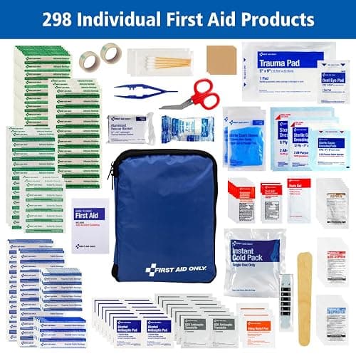 First Aid Only 298 Piece All-Purpose Emergency First Aid Kit for Home, Office, Car, Apartment, Dorm, and Camping, Travel-Friendly Compact Pouch Fits in Backpacks, Suitcases, Cabinets, and Drawers thumbnail 4