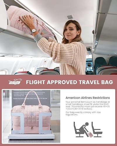 LOVEVOOK Large Duffle Bag for Travel, Puffer Weekend Bags for Women Travel Tote, Carry on Duffel Bag for Airplanes, 18 Inch Personal Item Bag Gym Bag Women, Pink thumbnail 4