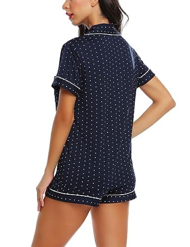 Cherrydew Women Bamboo Viscose Super Soft Comfy Summer Cooling Short Sleeve Button Down Pajama Shorts Set S-XXL thumbnail 3