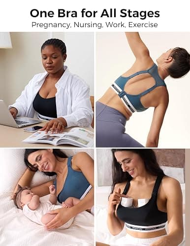 Momcozy Nursing Bras for Breastfeeding, FB011 Low-Impact Nursing Sports Bra Support Maternity Pregnancy Padded Wireless Bra thumbnail 6