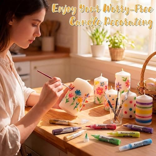 Crtiin 48 Pcs Candle Wax Pen 24 Vibrant Colors Candle Paint Set 10 ml Painting Pen Decorating Kit Beginner-Friendly for Festival Birthday Decorating Blessing Writing & DIY Crafts thumbnail 5
