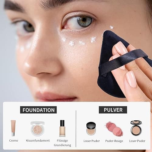 BEAKEY Puderquaste Set,6 Stück Schwarz,Dreieckig für loses Puder,Foundation | WeichePlüschoberfläche,gleichmäßigerAuftrag,Fingerschlaufe,fürAugenpartie,Nasenflügel,Foundation,waschbar,wiederverwendbar thumbnail 4
