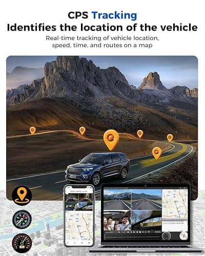 360 View 4 Channel Dash Cam Front and Rear Left Right Inside Camera for Cars, GPS and 5G Band WiFi, Night Vision, 160 Wide Angle, WDR, 24H Parking Mode, Supercapacitor, Included 128GB Card thumbnail 5