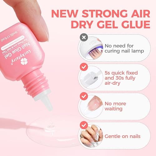 Gel Nail Glue for Press on Nails: No U V Lamp Need, Upgraded Air Fast-curing Super Strong Glue Gel Travel-Size 5ml for Nail Tips Fake Nails & Acrylic Long Lasting 3PCS thumbnail 3