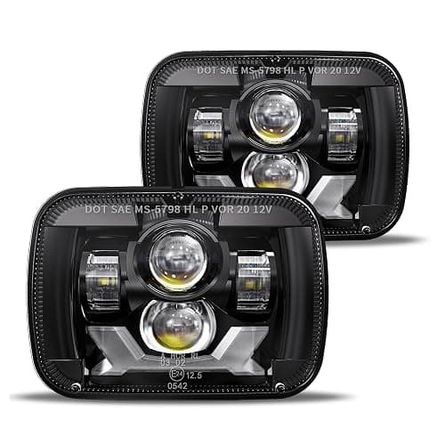 HWSTAR Pair 180W 1000% Bright H6054 5x7 7x6 Led Headlights Compatible with Jeep Cherokee XJ Wrangler YJ DOT Anti-glare DRL Turn Signal Hi/Low Sealed Beam Ford Chevy GMC Toyota Nissan Dodge etc Black - Image 1