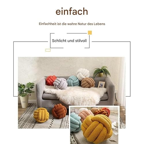 Knotenkissen & Knoten Deko - 22 Farben & 4 Größen - Aesthetic Kissen Ball Für Stilvolle Wohnaccessoires Und Moderne Deko-Ideen (Durchmesser 22CM,7) thumbnail 4
