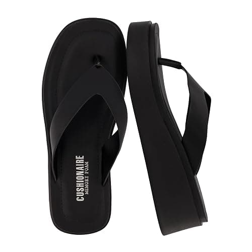 CUSHIONAIRE Pippin Chunky Platform Flip Flops, Stylish Wedge Flip Flops for Women with Cushioned Footbed and Durable Sole - Image 1
