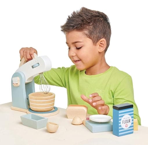 Tender Leaf Toys - Mini Chef Home Baking Set - 27 Pcs Wooden Baker's Mixing Set - Classic Toy for Pretend Cooking - Develops Social, Creative & Imaginative Skills - Learning Role Play - Age 3+ thumbnail 2