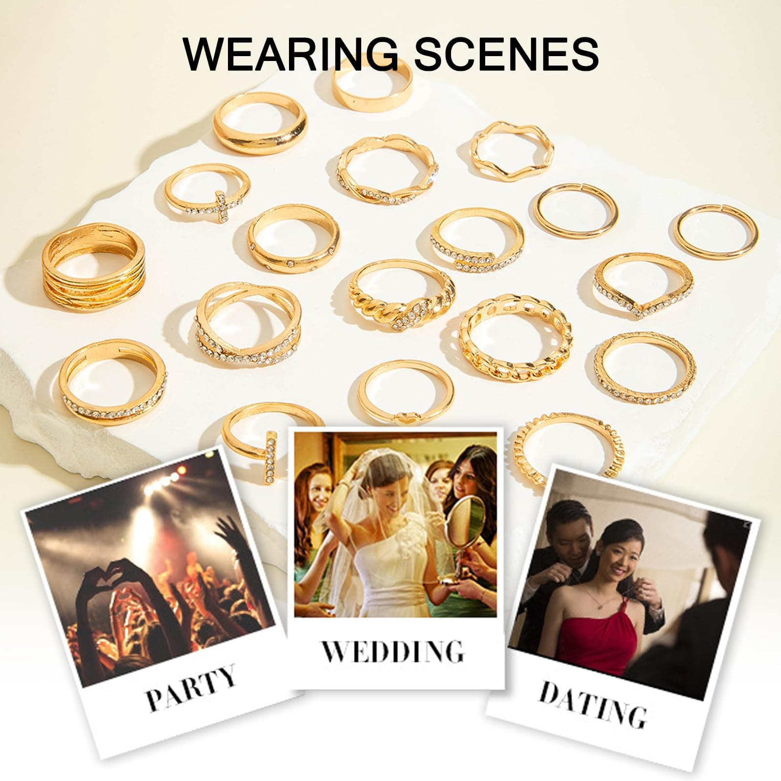 EDLMKM Ladies Gold Ring Set, Gold Chunky Ringss, GGold Rings Set for Women, Dainty Simple Fashion Stackable Finger Rings Pack thumbnail 7