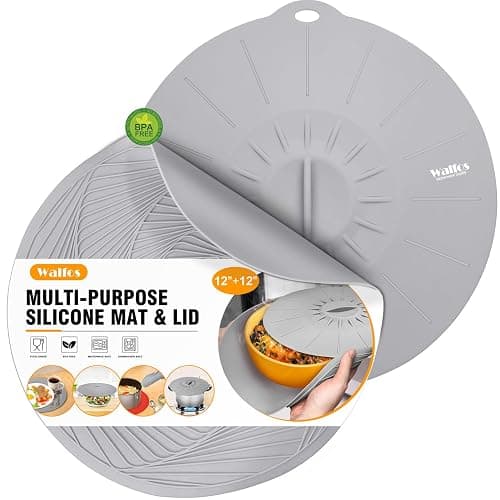 Walfos Silicone Microwave Mat & Lid Set, Heat Resistant Multi-Purpose Trivet Mat and Seal Lids, Non-Slip and BPA Free, Perfect for Oven and Hot Pan - Image 1