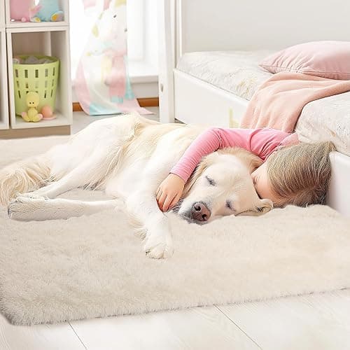 Sour Lemon Area Rugs 8x10 Living Room, Cream Large Area Rug Shag Shaggy Carpet Soft Plush Furry Bedside Rugs, Machine Washable Area Rugs for Bedroom Kids Girls Boys Home Decor Anti Slip thumbnail 7