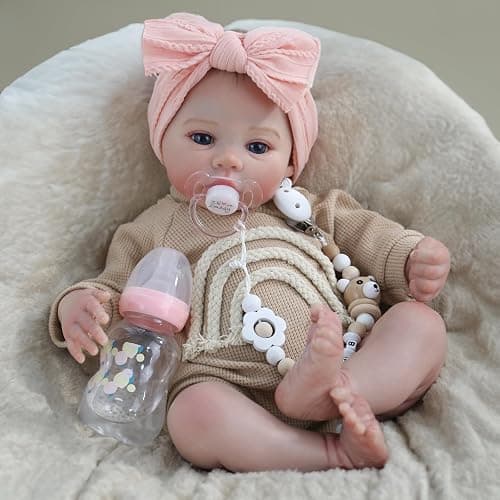 WOOROY Realistic Reborn Baby Dolls - 18 Inch Lifelike Newborn Baby Girl, Real Life Baby Dolls with Soft Weighted Body, Real Baby Reborn Gift Set for Kids Age 3 - Image 1