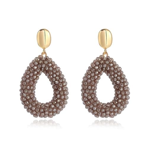 Boho Ohrringe hängend für Damen,Tropfenförmige Reisperlen Leichte Ohrringe Eleganter Hingucker für Frauen Modischer Schmuck - Image 1